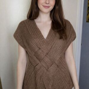 Elegant V-Neck Brown Sweater